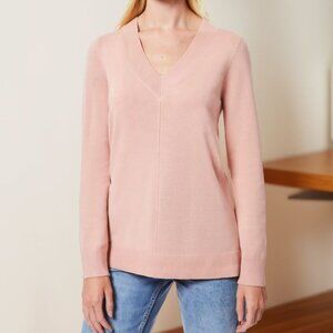 Melissa Paige Womens Ribbed High Low Hem V Neck Sweater Blush Pink Size XL NWOT